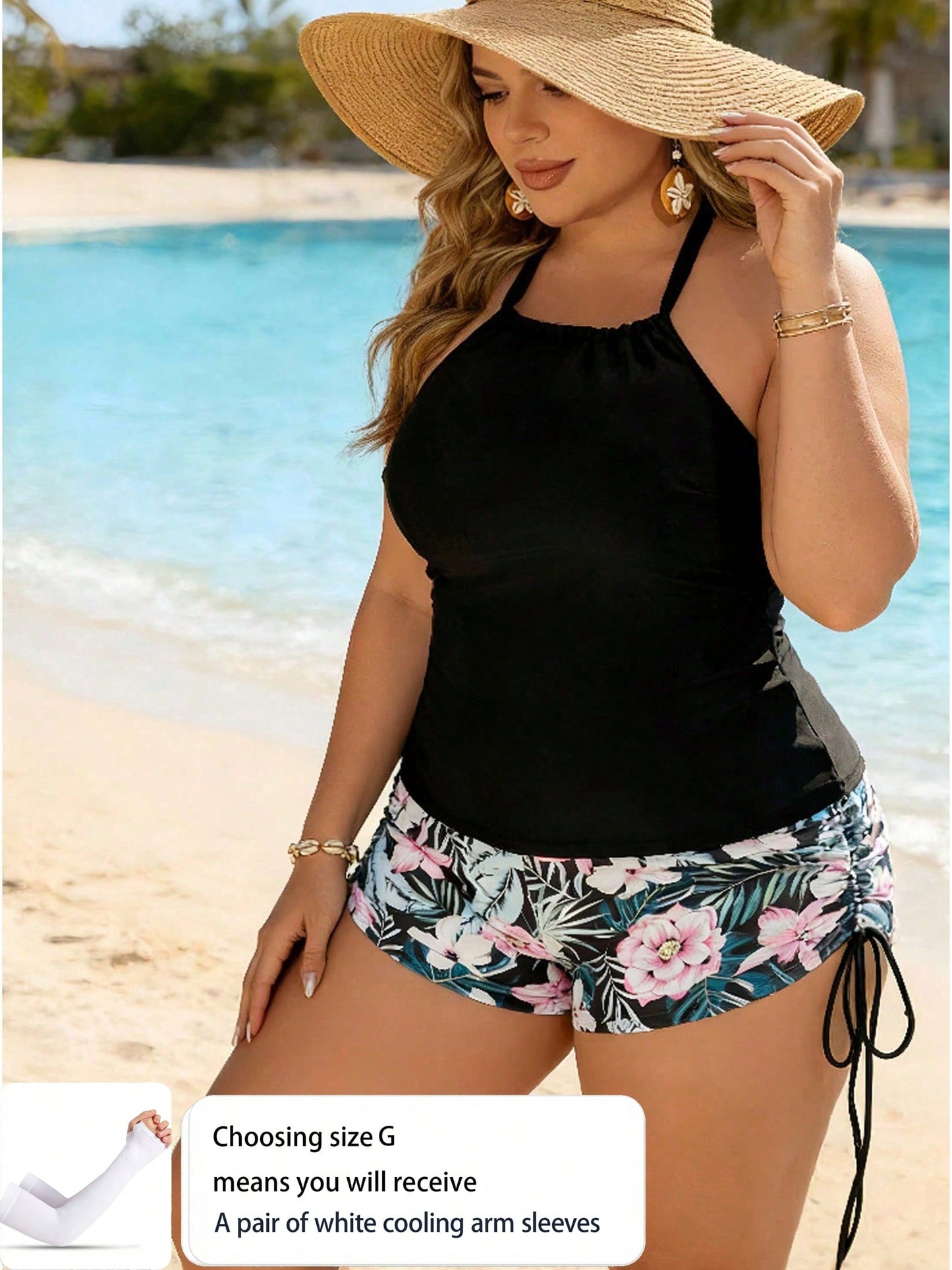 Plus Size Modest High Waist Two Piece Swimsuit – Women's Tankini Set, Full Coverage Summer Beachwear