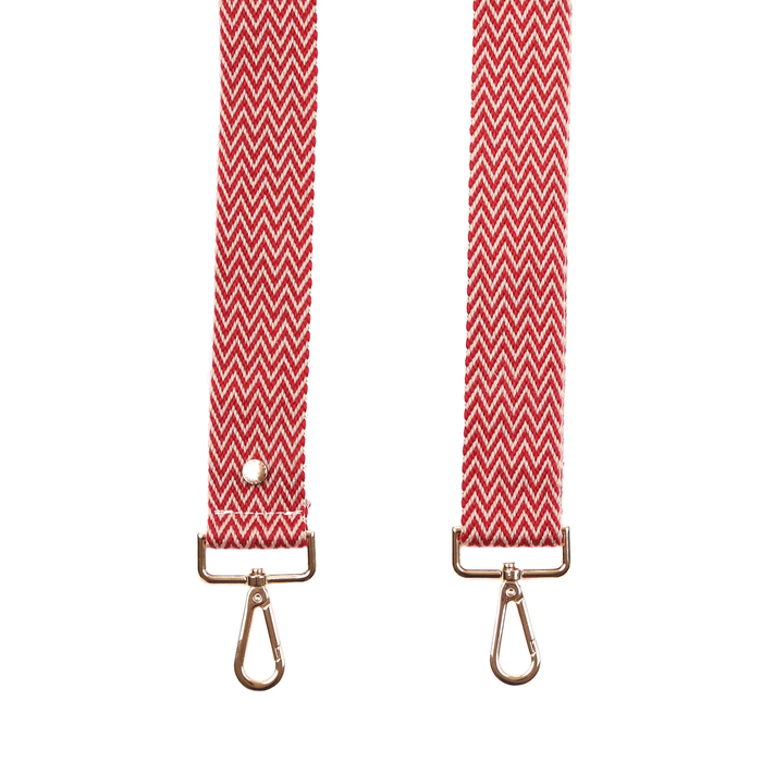 Pom Pom Strap Red Mini Chevron