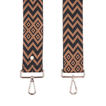 Pom Pom Strap Tan Zig Zag