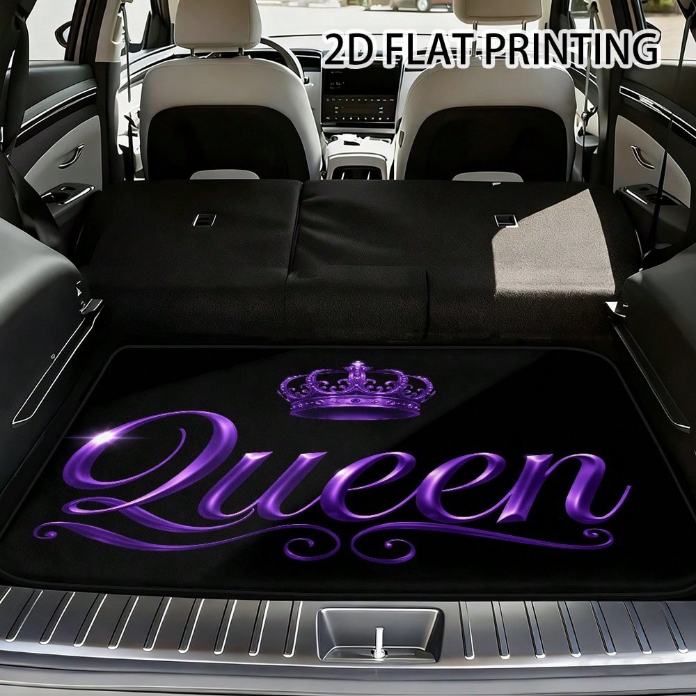 Printing, Vehicle Cargo With Purple Crowned Artwork, Universal Trunk Liner SUV, Sedan, Or Wagon, Work Runs, Grocery Shopping, And Organizing Your Car Interior| Car Boot Floor