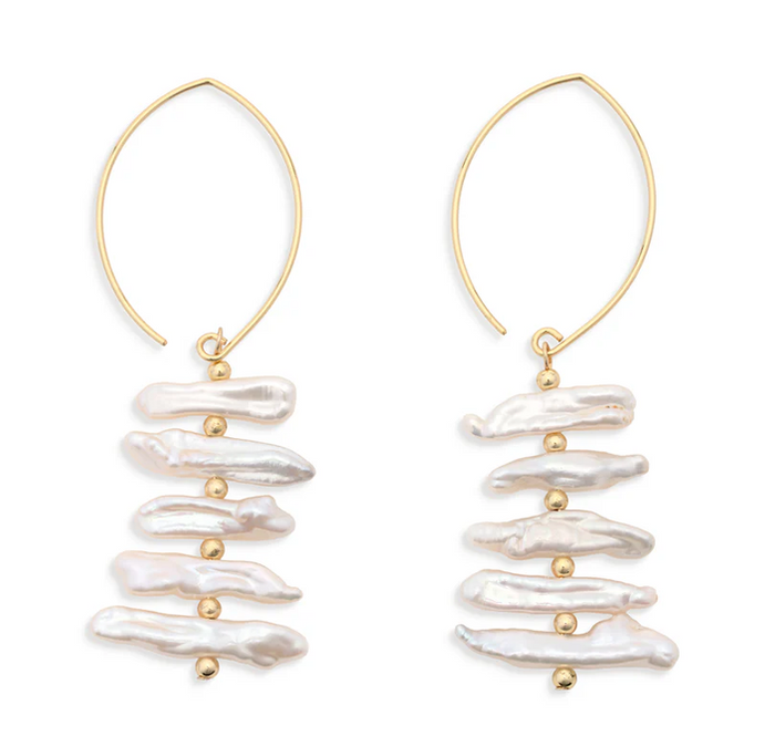 Rita Fish Hook Hoop w/Pearl Stack 3 in