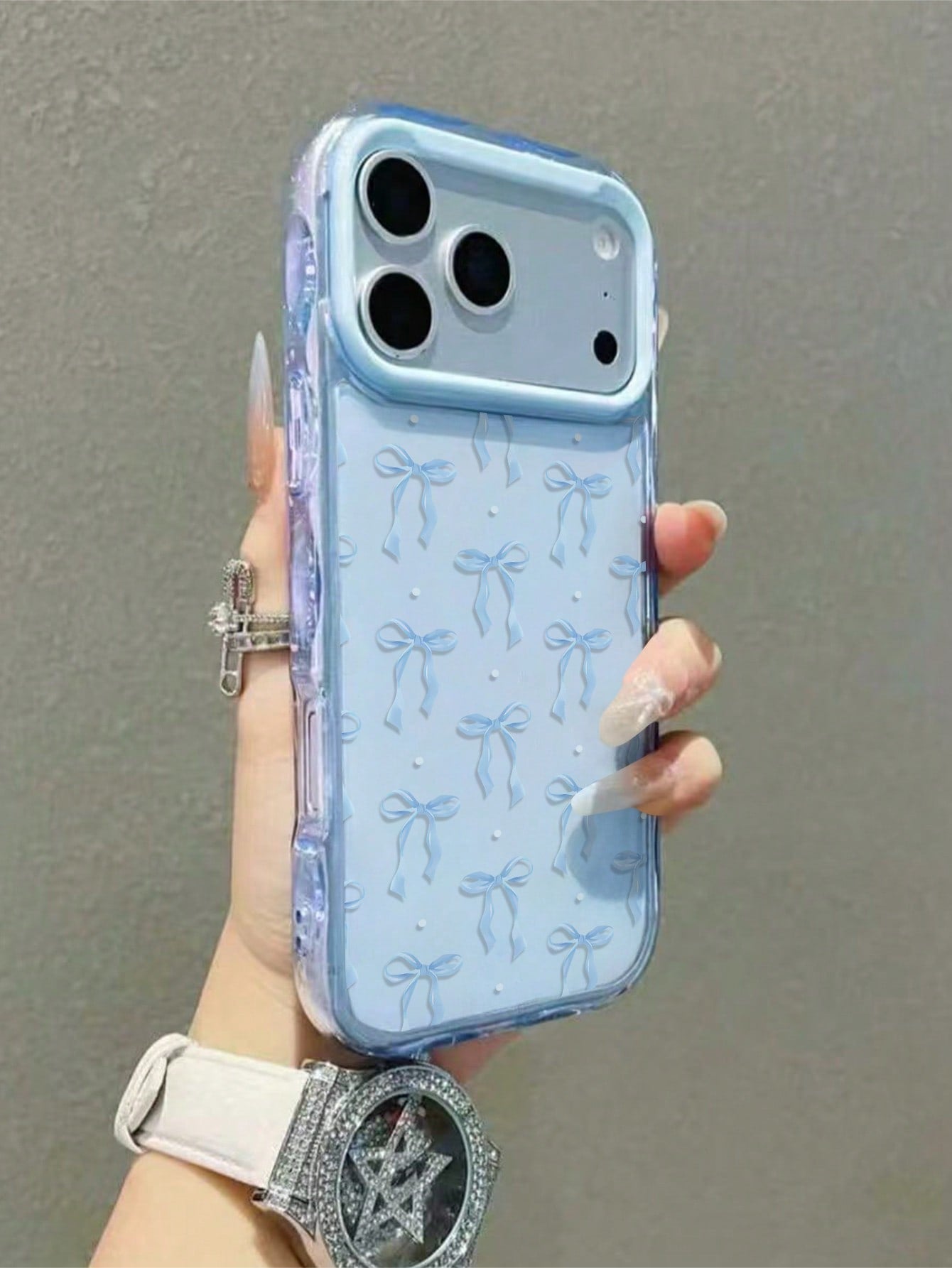 Spring Bow! Ballet Style Bow Phone Case, Lightweight & Snug Fit, High Transparency TPU, Ballet Blue Bow Phone Case Compatible With IPhone 17/17pro/17promax/17air, Holiday Gift, Compatible With IPhone