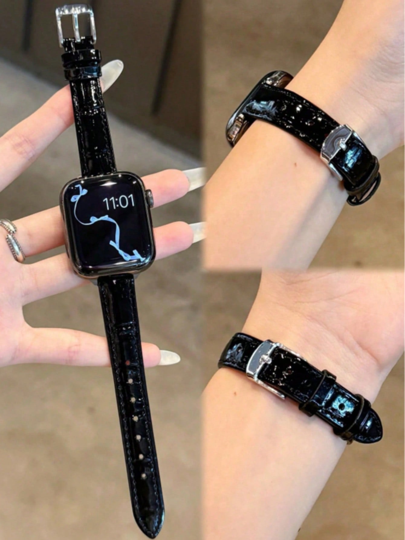 Stylish Brand Design With A Gold-Tone Metal-Embellished Soft Leather Strap Featuring The Letter D, Suitable For Watch Straps 46mm, 38mm, 40mm, 41mm, 42mm, 44mm, 45mm, And 49mm; Elegant Women's Pearles