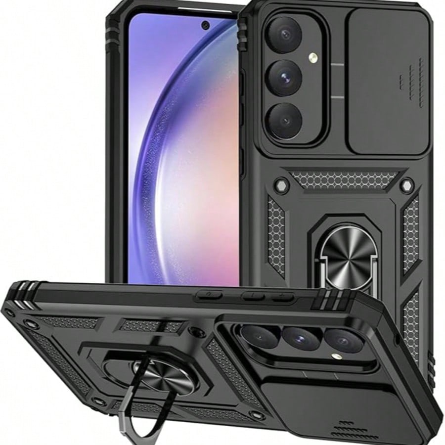 Suitable For Galaxy A55 A36 A26 A16 A54 A34 A14 A15 A05 5G Phone Cases, With Sliding Camera Cover And Built-In 360° Rotating Ring Holder, Magnetic Shock-Proof Design, Also Fit For Galaxy S25 S24 S23 S
