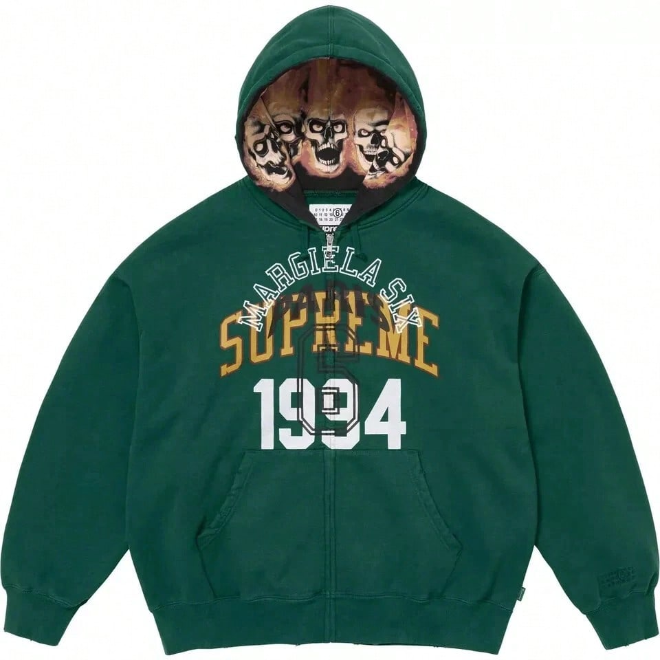 Supreme X Maison Margiela Limited Edition Collab Streetwear Hoodie, Edgy Skull Lining, Versatile For Daily, Skate & Casual Outings