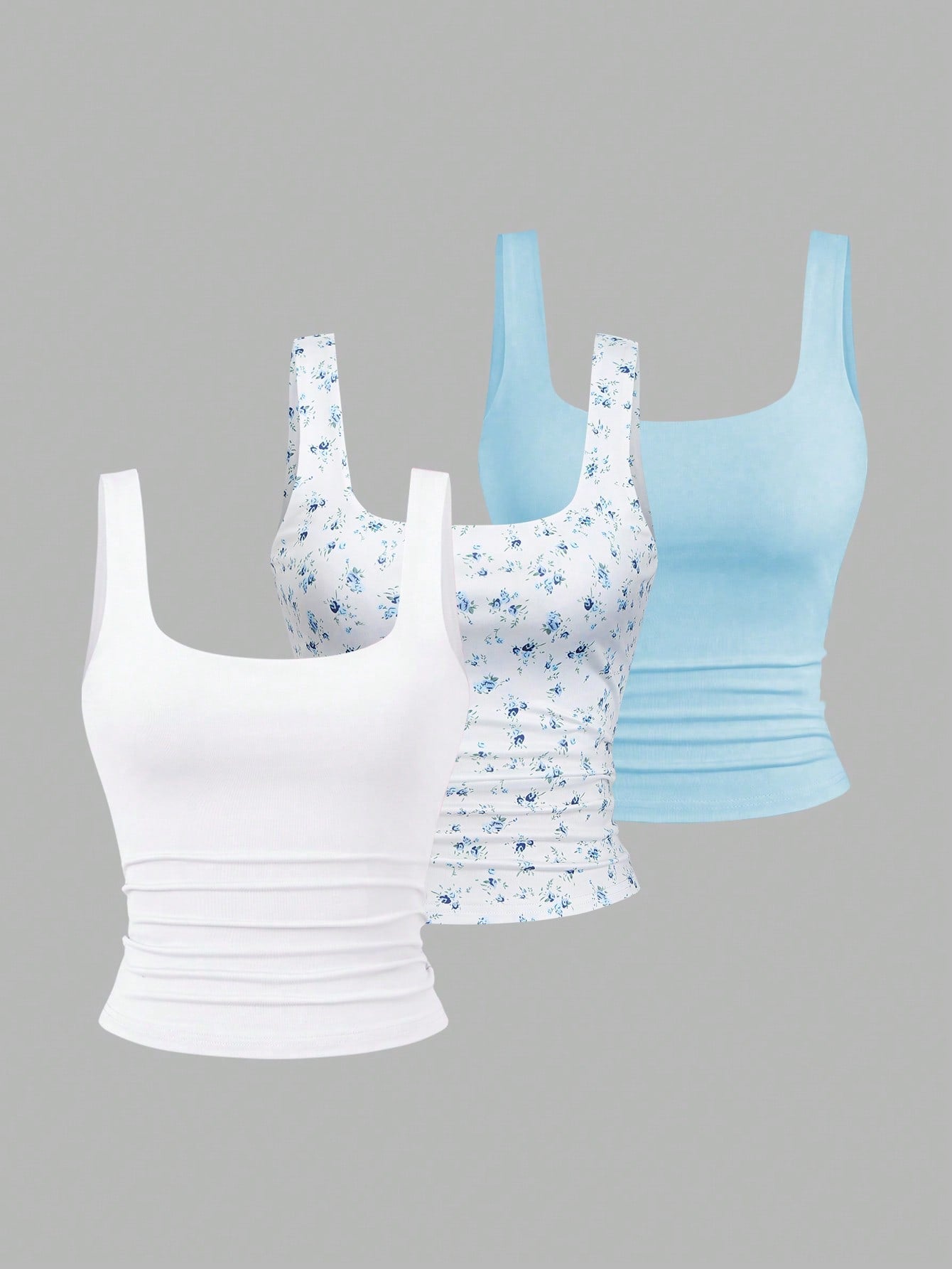 Sweetra Women Casual Square Neck Ruffle Cami Top, Summer