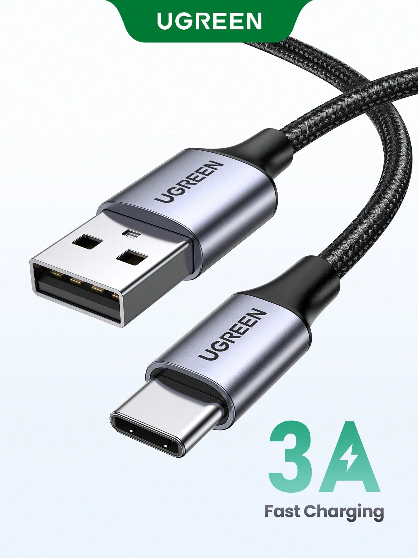 UGREEN USB A To USB Type C Cable 3A Quick Charge 3.0 Fast Charging Nylon Braid Cable Nan