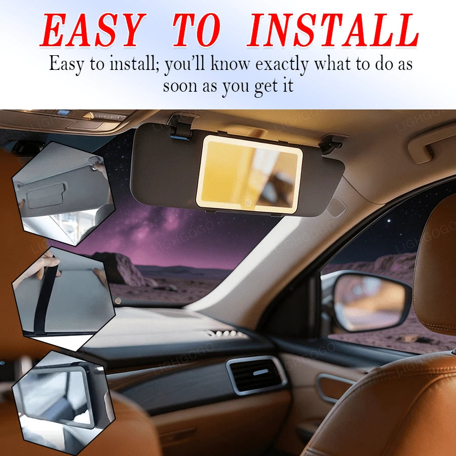 Upgraded Ultra-Thin Version Car Sun Visor Vanity Mirror Rechargeable With 3 Light Modes And LED For Car Truck SUV Rearview Mirror With Dimmable Touch Screen, Car Rearview Mirror As A Gift For Women