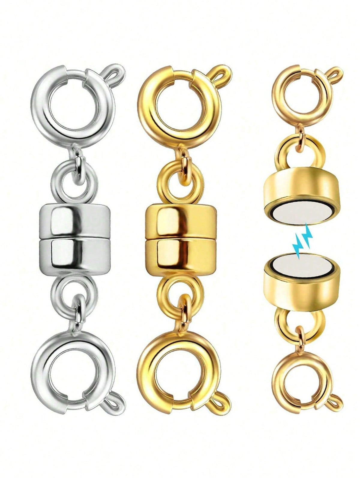 WGRXIRANYKM Double Magnetic Necklace Clasps Closures Golden And Silvery Plated Jewelry Clasps Converters Necklace Extenders For NecklacesJewelry Making Findings