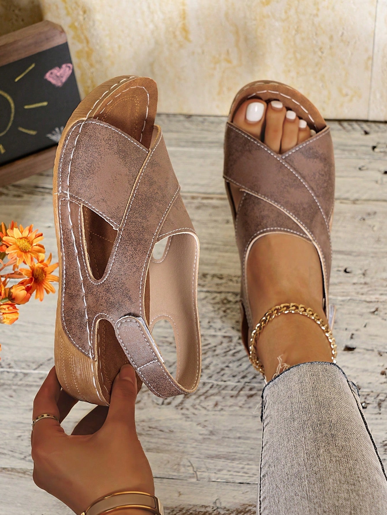 Women's Outdoor Casual Fashion High Heel Slippers, Resort Beach Platform Sandals