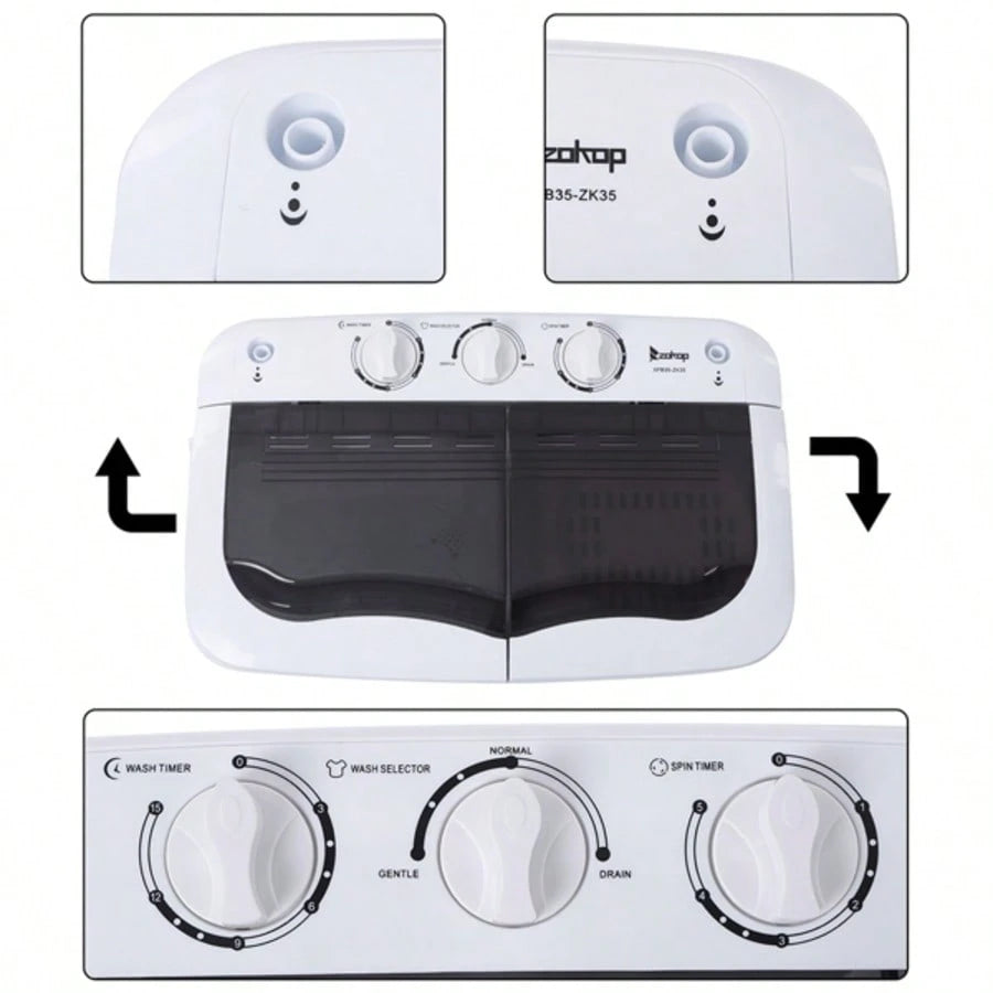 XPB35-188S 14.3(7.7 6.6)Lbs Semi-Automatic Gray Cover Washing Machine