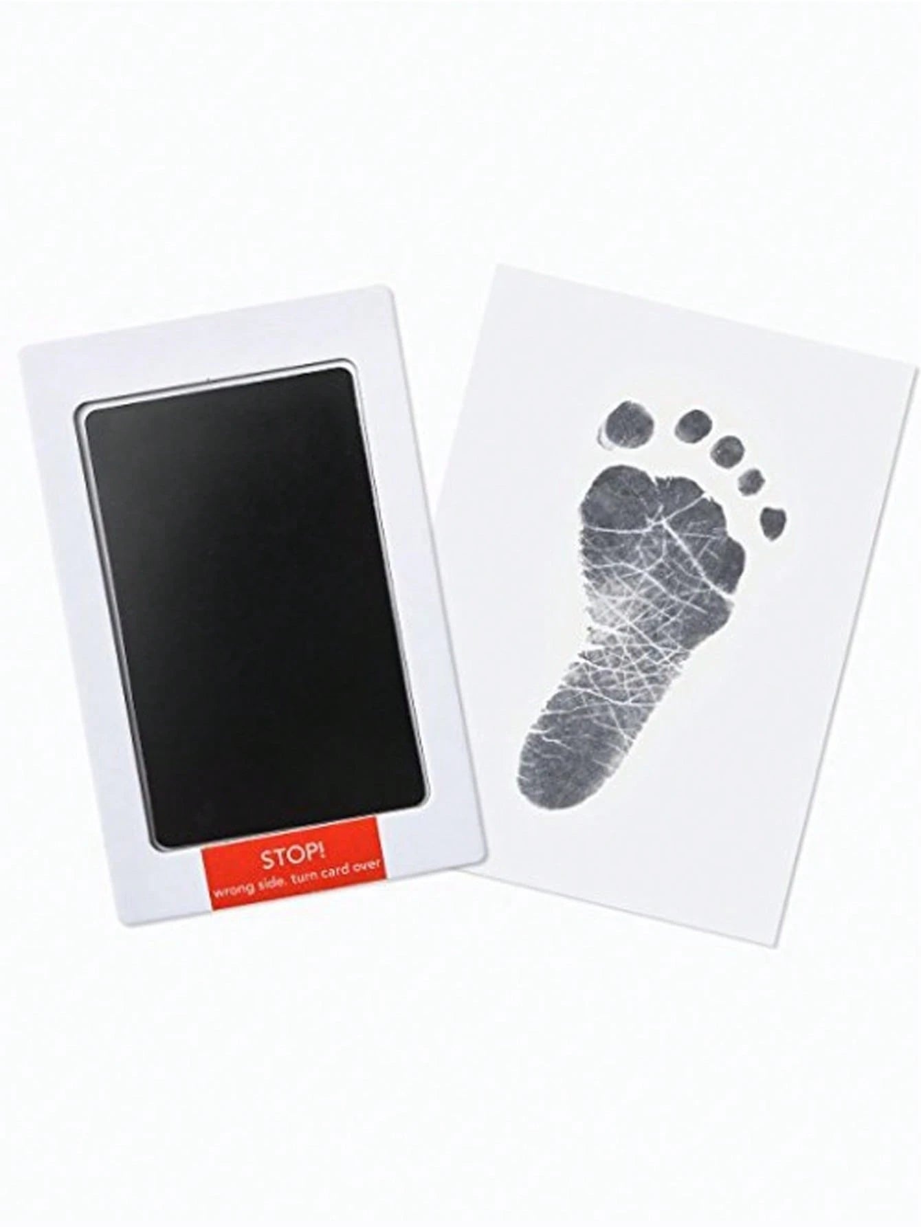 0-6 Months Newborn Baby Non-Contact Ink Pad Baby Growth Handprint Footprint Inkpad, 1 Set Includes 1 No-Wash Ink Pad + 2 Sheets