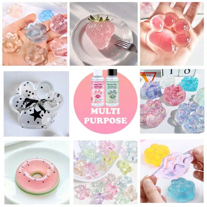 1:1 AB Soft Gel Resin, Flexible Liquid, Silicone Material, Suitable For DIY Stress Relief, Gift Squeezing, Transparent Jelly-Like Putty, Casting Machines, Etc.