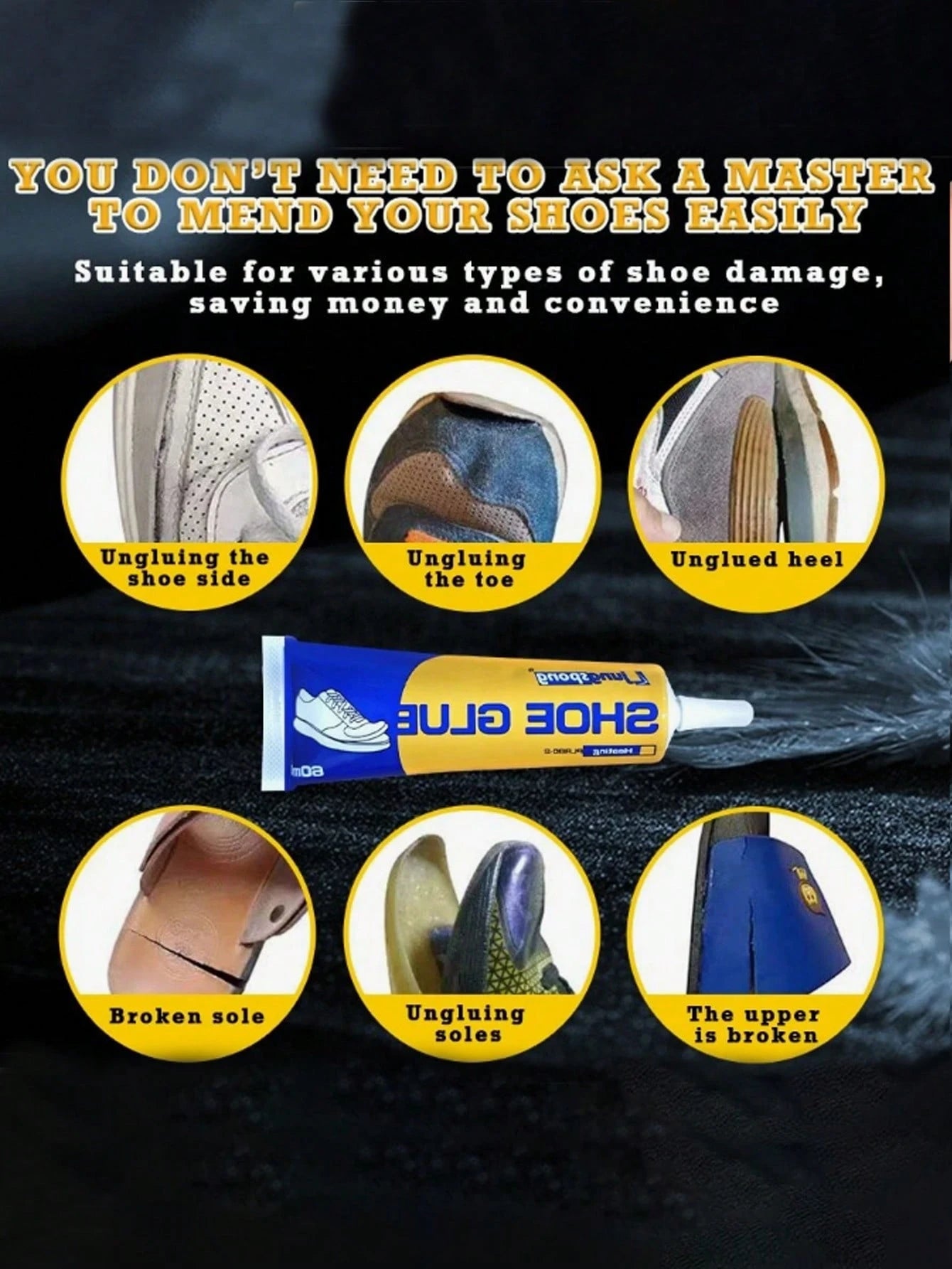 1/2/3pcs 60ml Shoe Glue, Special Shoe Glue, Shoe Repair Glue, Waterproof Shoes, Strong Shoe Repair Adhesive, Home & Outdoor Shoe Repair Tool, Quick Drying Bonding Agent