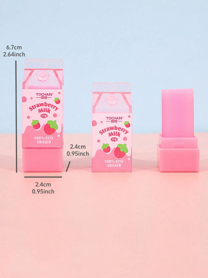 1/2/4/24pcs Milk Erasers, Mini Banana Chocolate Milk Carton Shaped, Low Dust PVC Material, For Pencil Cleaning, Suitable For Back To School Students, Graduation Season, Office
