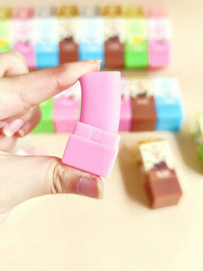 1/2/4/24pcs Milk Erasers, Mini Banana Chocolate Milk Carton Shaped, Low Dust PVC Material, For Pencil Cleaning, Suitable For Back To School Students, Graduation Season, Office