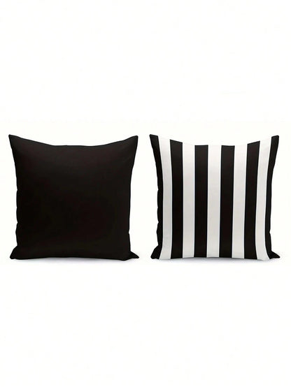 1/2/4pcs Modern Black And White Striped Zipper Pillow Covers- Machine Washable Polyester Decorative Pillow Shams, Suitable For Sofa, Bed, Car And Home Decor- Perfect For Various Room Types, Autumn D