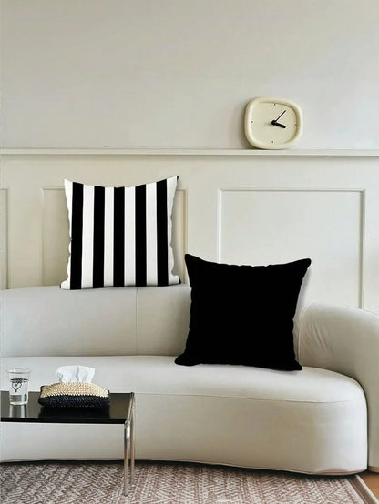 1/2/4pcs Modern Black And White Striped Zipper Pillow Covers- Machine Washable Polyester Decorative Pillow Shams, Suitable For Sofa, Bed, Car And Home Decor- Perfect For Various Room Types, Autumn D