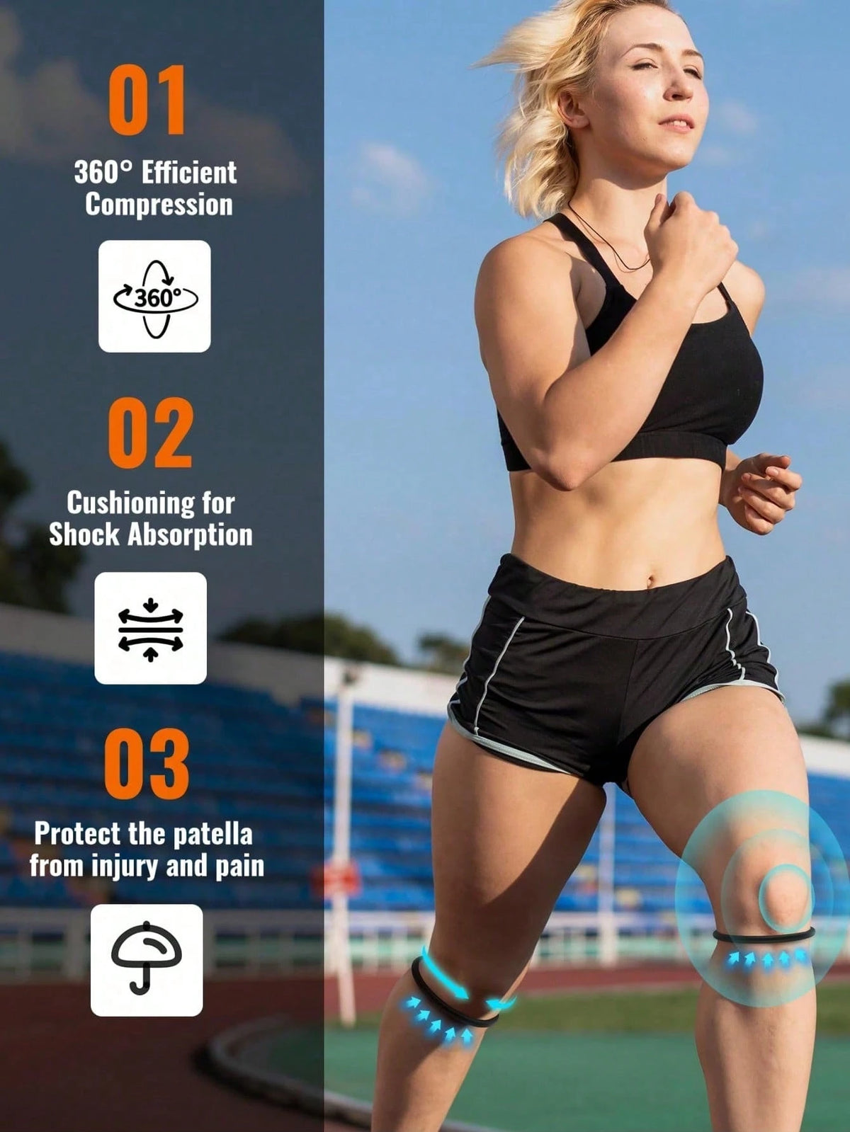 1-2-4Pcs Patella Tendon Support Belt, Knee And Patella Stabilizer Knee Belt Support, Suitable For Hiking, Football, Basketball, Running, Jumper Knee, Tennis, Volleyball And Squat ﻿