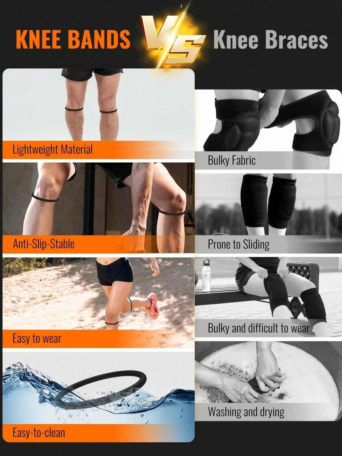 1-2-4Pcs Patella Tendon Support Belt, Knee And Patella Stabilizer Knee Belt Support, Suitable For Hiking, Football, Basketball, Running, Jumper Knee, Tennis, Volleyball And Squat ﻿