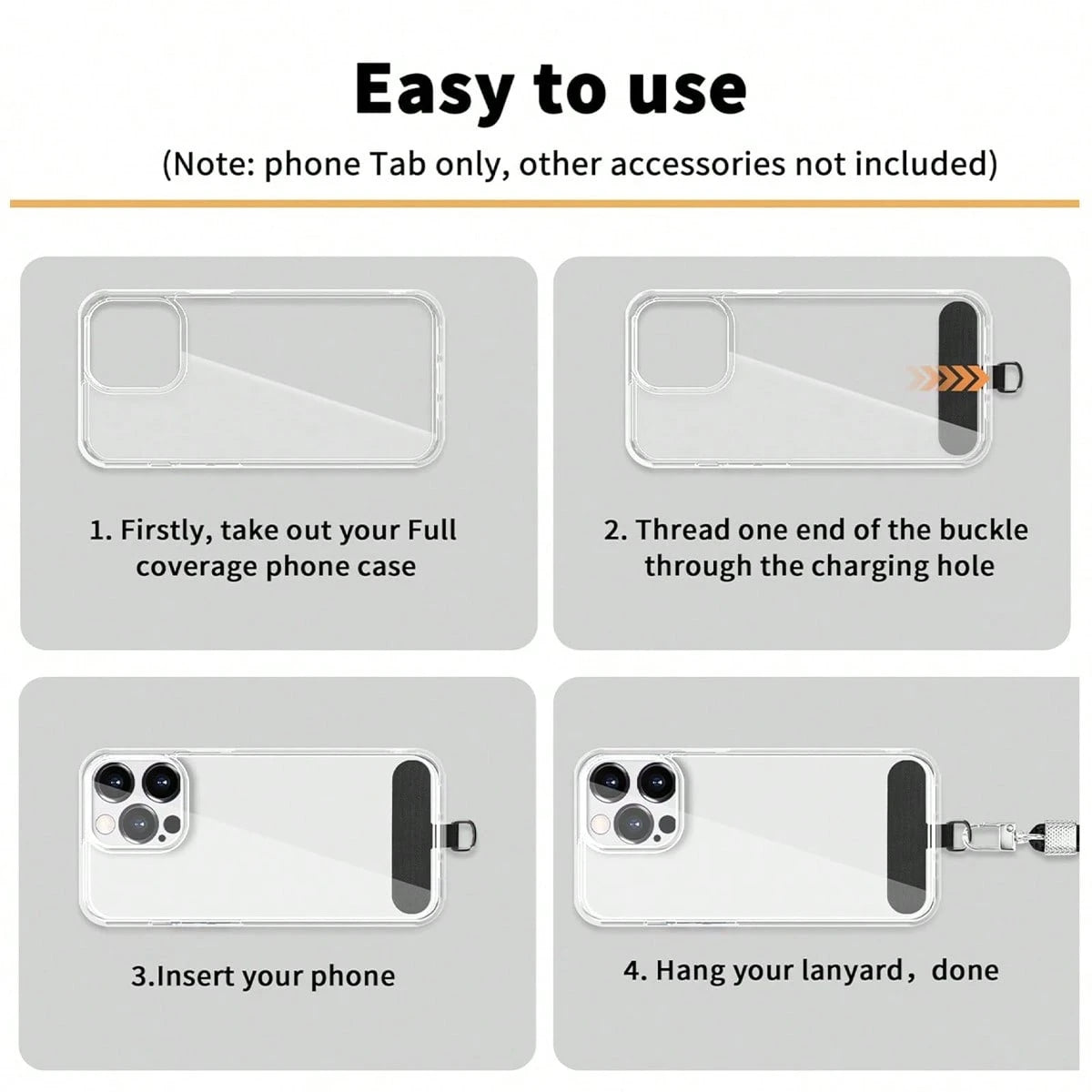 1/2/5pcs Phone Tether Tab For Phone, Cell Phone Lanyard Patch, Phone Strap Replacement Part For All Full Phone Cases (Black&White)
