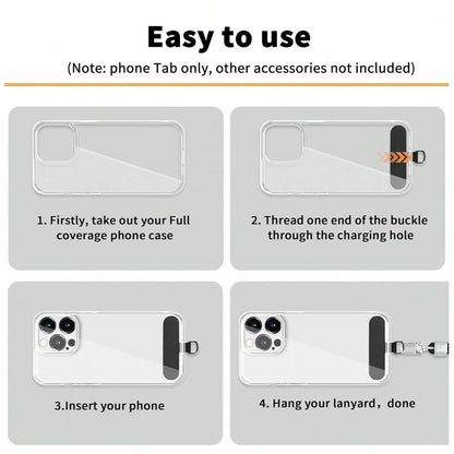 1/2/5pcs Phone Tether Tab For Phone, Cell Phone Lanyard Patch, Phone Strap Replacement Part For All Full Phone Cases (Black&White)