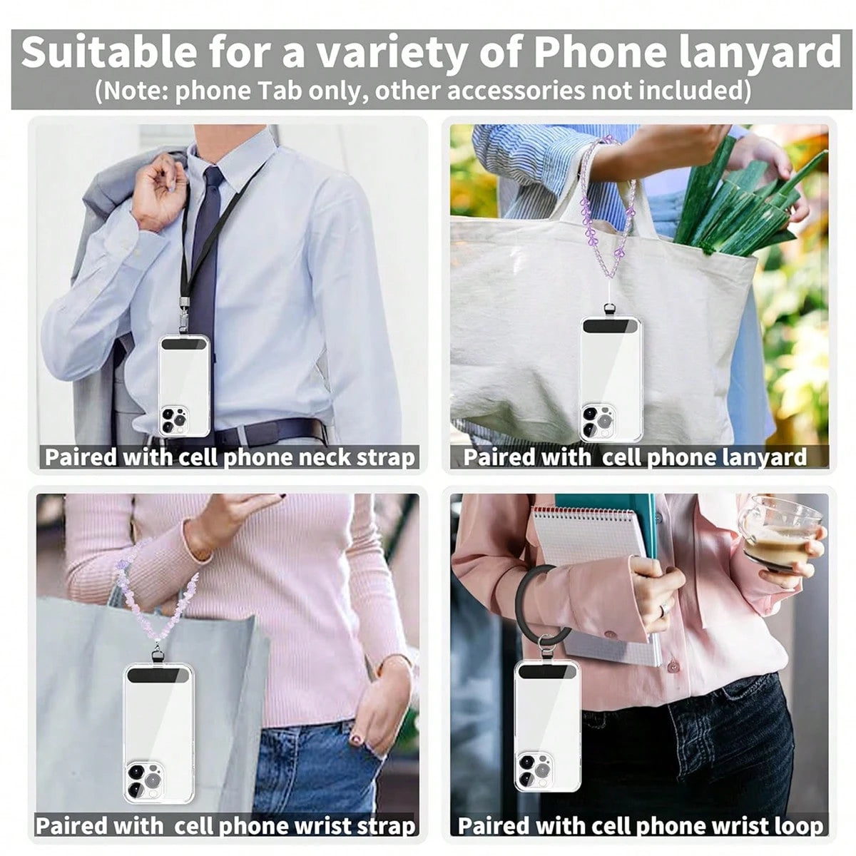 1/2/5pcs Phone Tether Tab For Phone, Cell Phone Lanyard Patch, Phone Strap Replacement Part For All Full Phone Cases (Black&White)