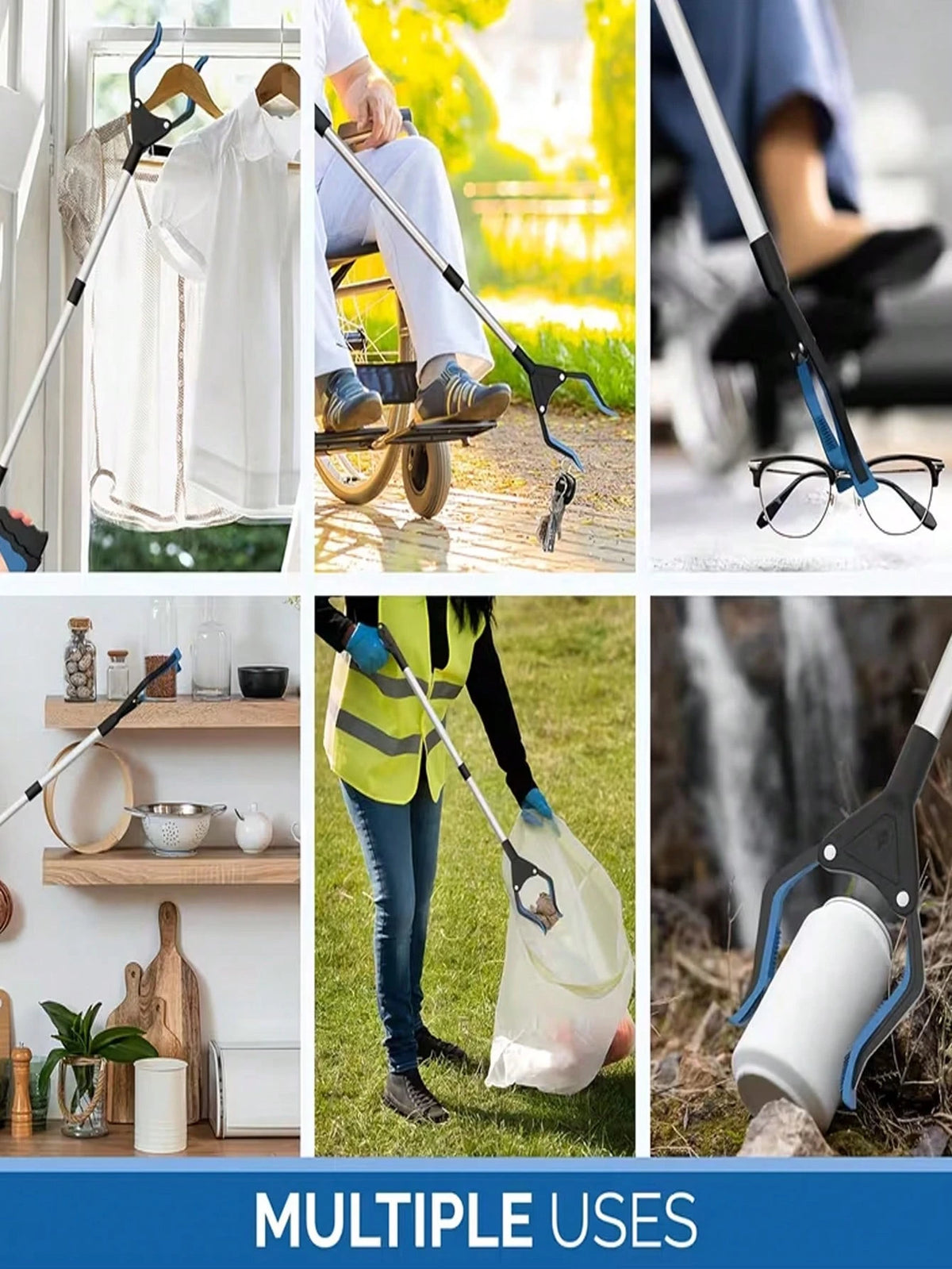 1/2pcs 360° Rotating Lightweight Durable 32" Trash Picker Reacher Tool For Elderly, Household Cleaning Supplies, Suitable For Elderly And Mother's Day Gift