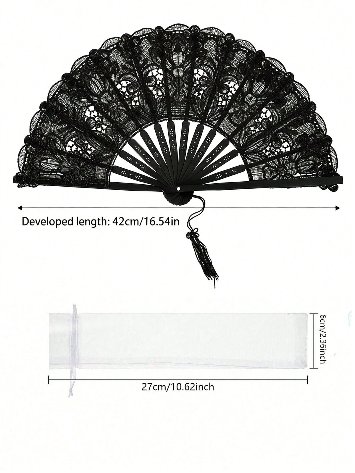 1/2pcs Lace Embroidered Folding Hand Fan, Vintage Wedding Fan- Elegant Floral Lace Decoration, Suitable For Bridal Party, Wedding Decor- Elegant Table Centerpiece Or Wedding Favor- Lightweight, Bri
