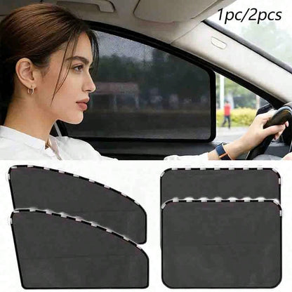 1/2pcs Portable Car Windshield Sunshade, Front And Rear Window Sun Curtains, Foldable For Easy Storage, Magnetic Adsorption For Stable Protection, Car Sun Protection Accessories, Effectively Blocks Su