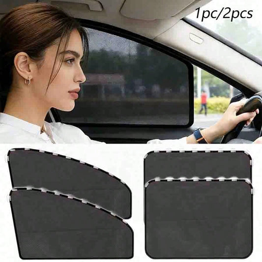 1/2pcs Portable Car Windshield Sunshade, Front And Rear Window Sun Curtains, Foldable For Easy Storage, Magnetic Adsorption For Stable Protection, Car Sun Protection Accessories, Effectively Blocks Su