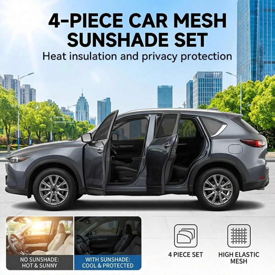 1/2pcs Portable Car Windshield Sunshade, Front And Rear Window Sun Curtains, Foldable For Easy Storage, Magnetic Adsorption For Stable Protection, Car Sun Protection Accessories, Effectively Blocks Su