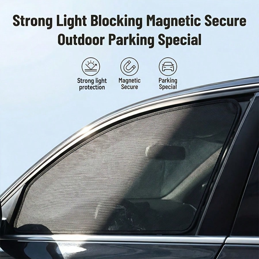 1/2pcs Portable Car Windshield Sunshade, Front And Rear Window Sun Curtains, Foldable For Easy Storage, Magnetic Adsorption For Stable Protection, Car Sun Protection Accessories, Effectively Blocks Su