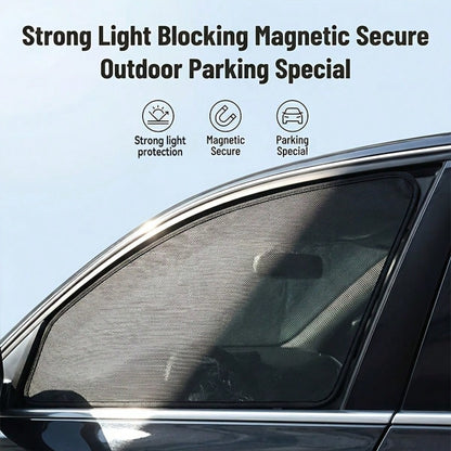 1/2pcs Portable Car Windshield Sunshade, Front And Rear Window Sun Curtains, Foldable For Easy Storage, Magnetic Adsorption For Stable Protection, Car Sun Protection Accessories, Effectively Blocks Su