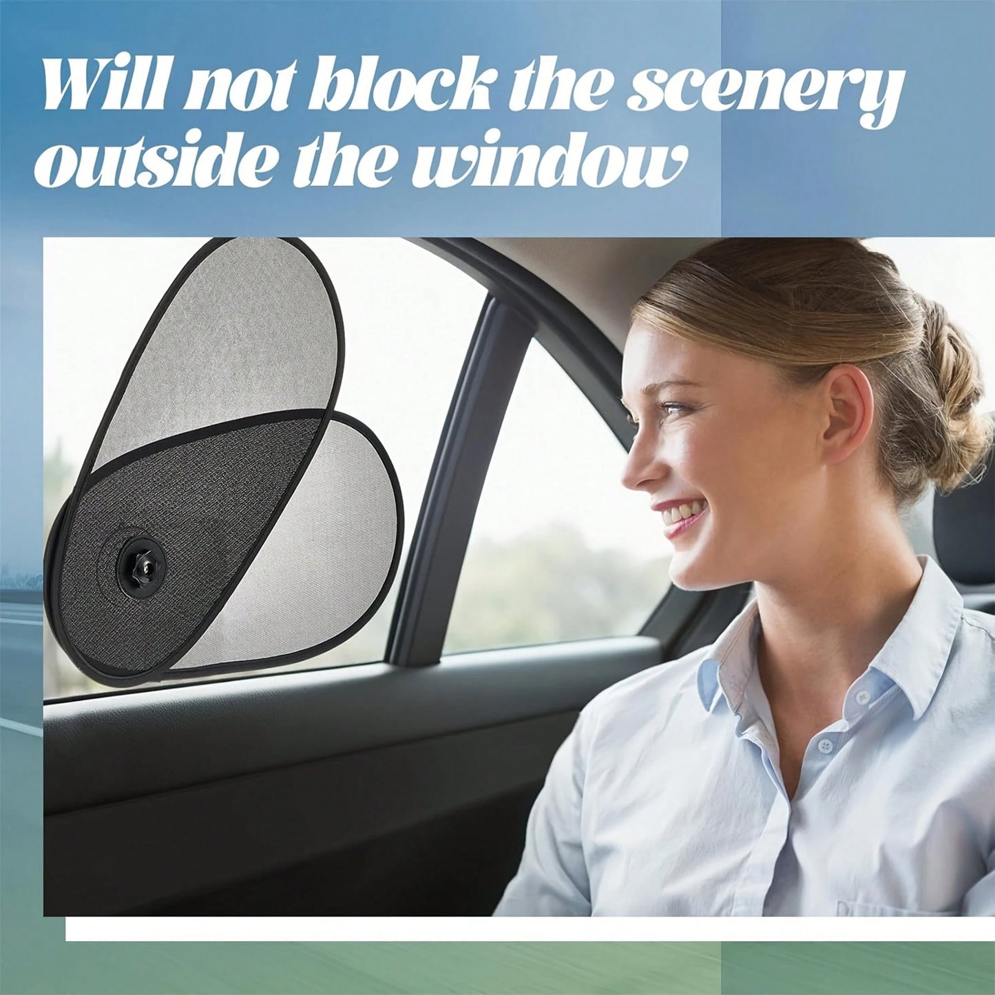 1/2pcs Rotatable Adjustable Car Side Window Sunshade, Sun Protection & Heat Insulation, Unobstructed Panoramic Sunroof Mesh, For Parking Use Only. Adjustable Foldable Car Side Window Sunshade, Sun Pro