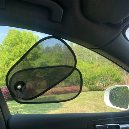 1/2pcs Rotatable Adjustable Car Side Window Sunshade, Sun Protection & Heat Insulation, Unobstructed Panoramic Sunroof Mesh, For Parking Use Only. Adjustable Foldable Car Side Window Sunshade, Sun Pro