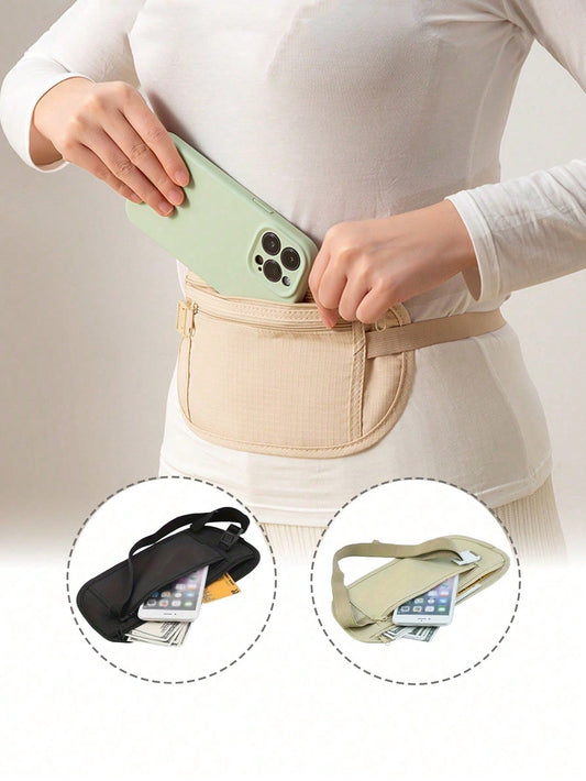 1/2pcs Unisex Anti-Theft Waist Bag- Ultra Thin, Multi-Functional, Women Hidden Travel Wallet- Anti-Theft Waist Pack, Lightweight Travel Waist Pouch, For Storing Money, Passport And Daily Travel, Wal