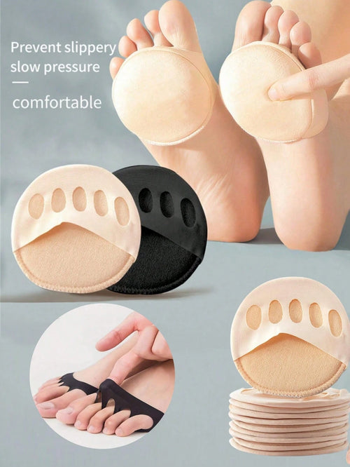 1/3/5/10 Pairs Invisible Sole Socks, Sandals Socks, Women's Half Length Socks, Forefoot Pads, Exposed Toe Socks, Anti-Slip Five Finger Socks