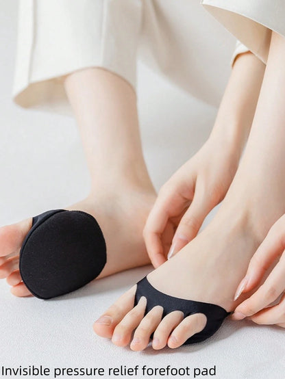 1/3/5/10 Pairs Invisible Sole Socks, Sandals Socks, Women's Half Length Socks, Forefoot Pads, Exposed Toe Socks, Anti-Slip Five Finger Socks