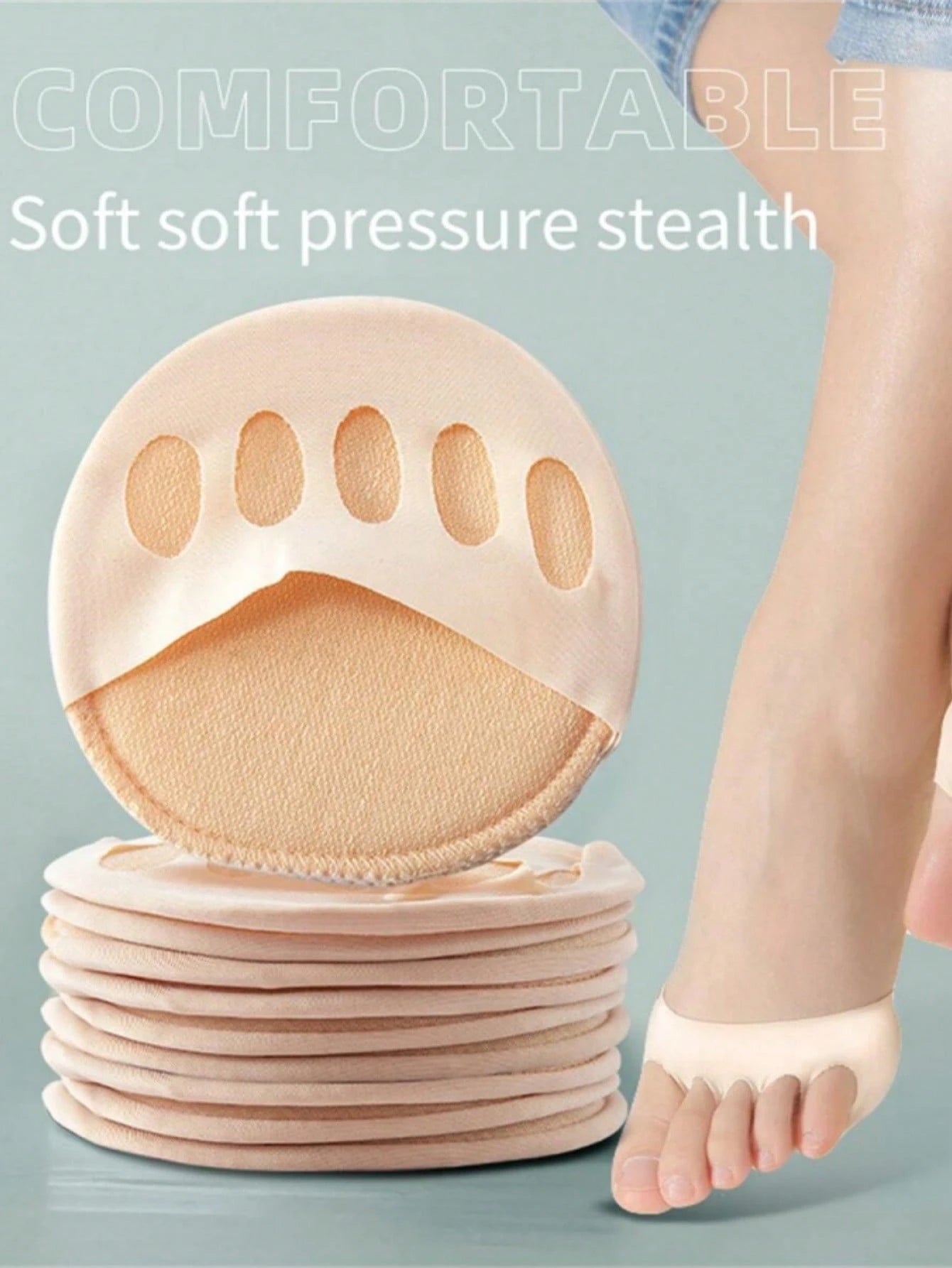1/3/5/10 Pairs Invisible Sole Socks, Sandals Socks, Women's Half Length Socks, Forefoot Pads, Exposed Toe Socks, Anti-Slip Five Finger Socks