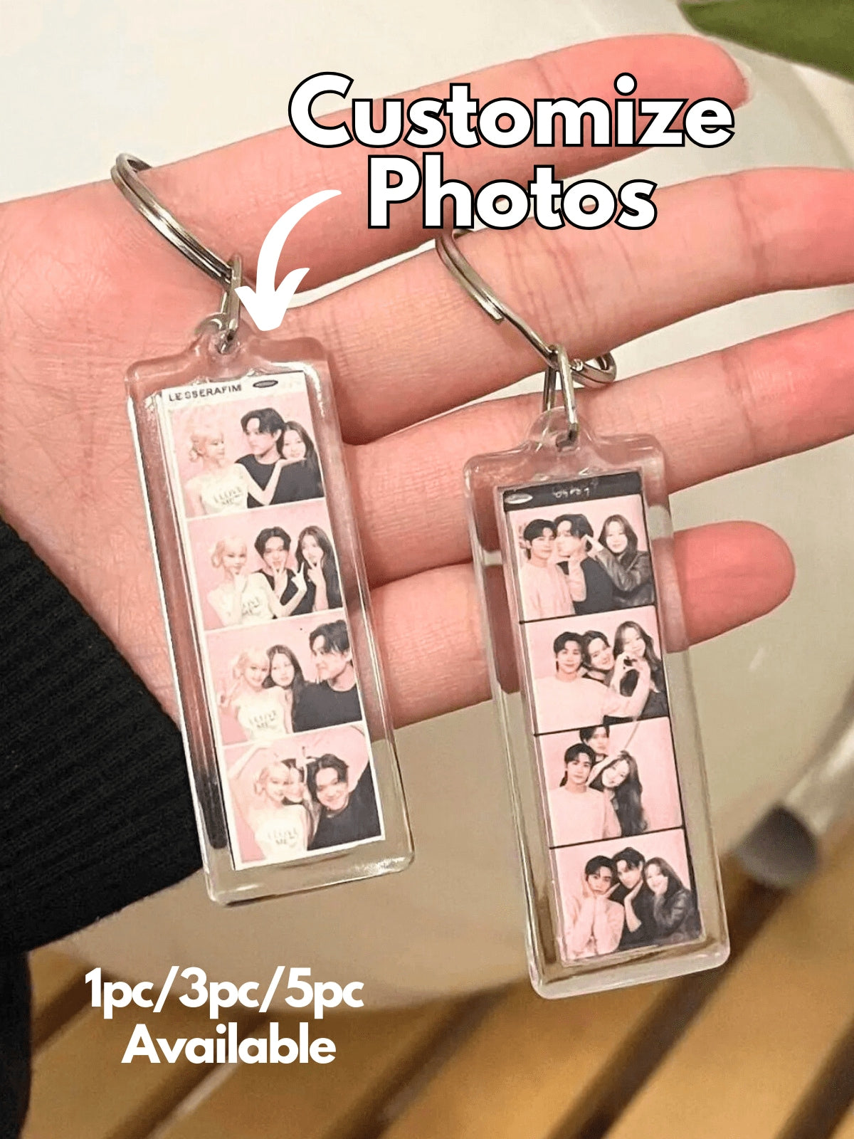 1/3/5PCS Personalized Photo Booth Keychain, Custom Photo & Text Photo Strip Keychain, Class Of 2026 Graduation Gift, Anniversary Gift, Couples Gift
