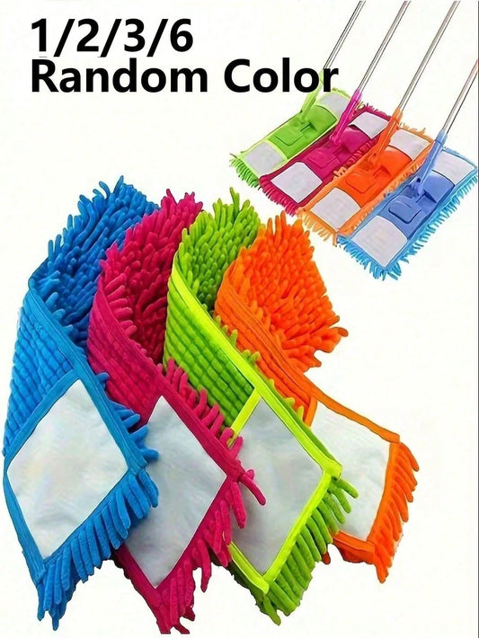 1/3/6pcs Chenille Wet Mop Replacement Heads, Flat Spray Mop Accessories Mop Cloth Replacement Pack, Thickened Chenille Material Strong Water Absorption And Dust Removal, Washable And Durable Without D
