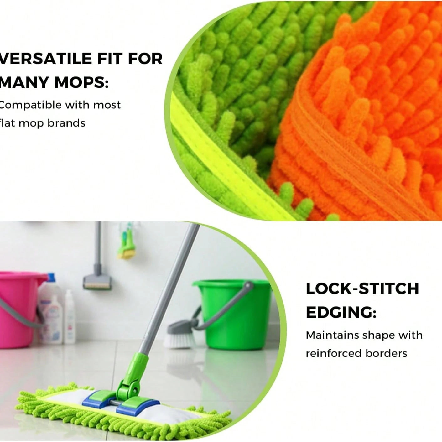 1/3/6pcs Chenille Wet Mop Replacement Heads, Flat Spray Mop Accessories Mop Cloth Replacement Pack, Thickened Chenille Material Strong Water Absorption And Dust Removal, Washable And Durable Without D