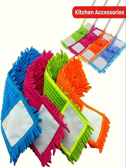 1/3/6pcs Chenille Wet Mop Replacement Heads, Flat Spray Mop Accessories Mop Cloth Replacement Pack, Thickened Chenille Material Strong Water Absorption And Dust Removal, Washable And Durable Without D