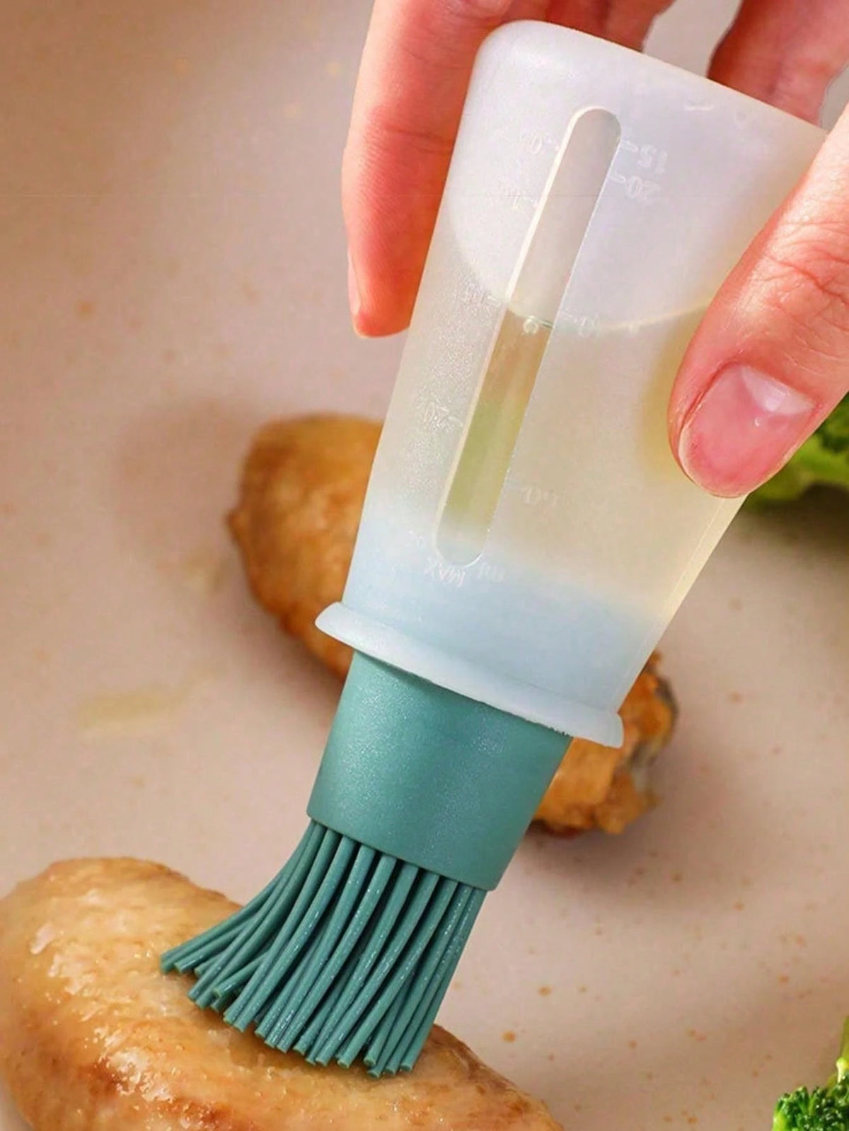 1/3pcs Silicone Oil Brush Bottle, Baking Tool, Suitable For Air Fryer, Pancake, BBQ, Steak, Heat-Resistant Silicone Brush