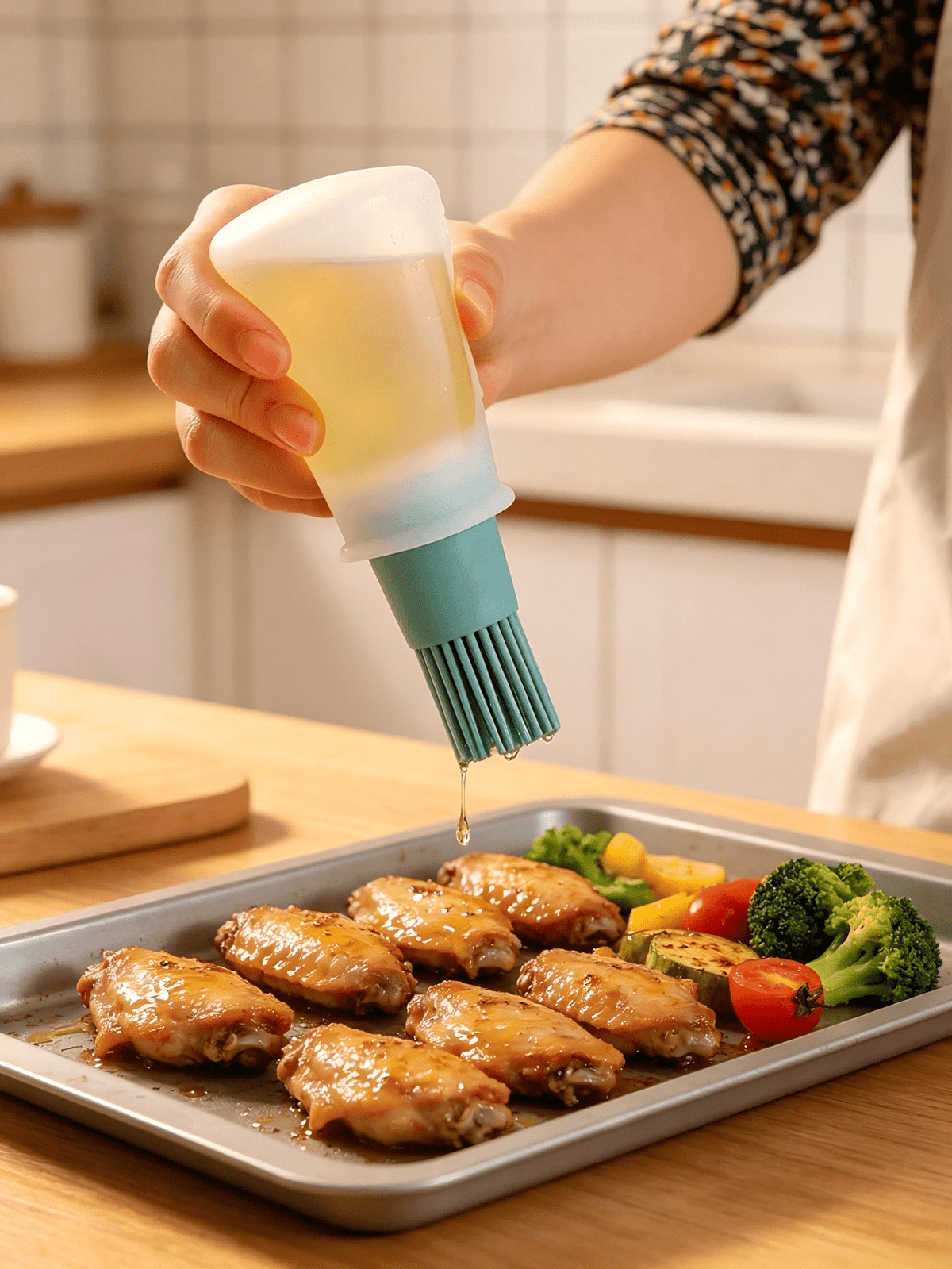 1/3pcs Silicone Oil Brush Bottle, Baking Tool, Suitable For Air Fryer, Pancake, BBQ, Steak, Heat-Resistant Silicone Brush