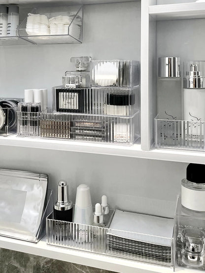 1/5/6/10pcs Simple Transparent Mirrored Cabinet Storage Box, For Cosmetics, Skincare, Jewelry, Household Vanity, Or Bathroom Countertop Organizer Bathroom