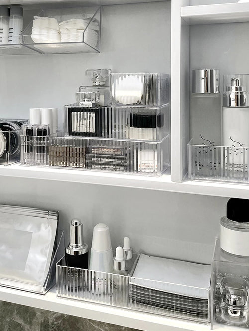 1/5/6/10pcs Simple Transparent Mirrored Cabinet Storage Box, For Cosmetics, Skincare, Jewelry, Household Vanity, Or Bathroom Countertop Organizer Bathroom