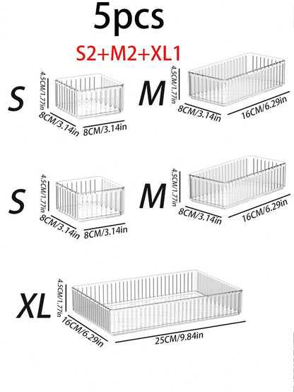 1/5/6/10pcs Simple Transparent Mirrored Cabinet Storage Box, For Cosmetics, Skincare, Jewelry, Household Vanity, Or Bathroom Countertop Organizer Bathroom