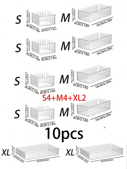1/5/6/10pcs Simple Transparent Mirrored Cabinet Storage Box, For Cosmetics, Skincare, Jewelry, Household Vanity, Or Bathroom Countertop Organizer Bathroom
